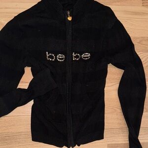 RARE !! AUTHENTIC BEBE Y2K Black Zip-Up Jacket